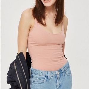 LA Hearts Pink Tank Ribbed Bodysuit